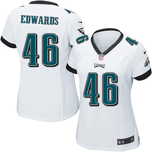 Women's Limited Herman Edwards Nike Jersey White Road - #46 NFL Philadelphia Eagles